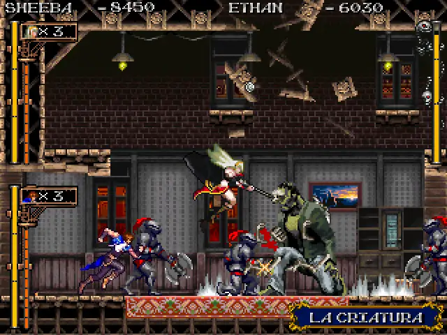 Sheeba and Ethan performing a team combo, cooperative mode available in the Silver Night's Crusaders demo