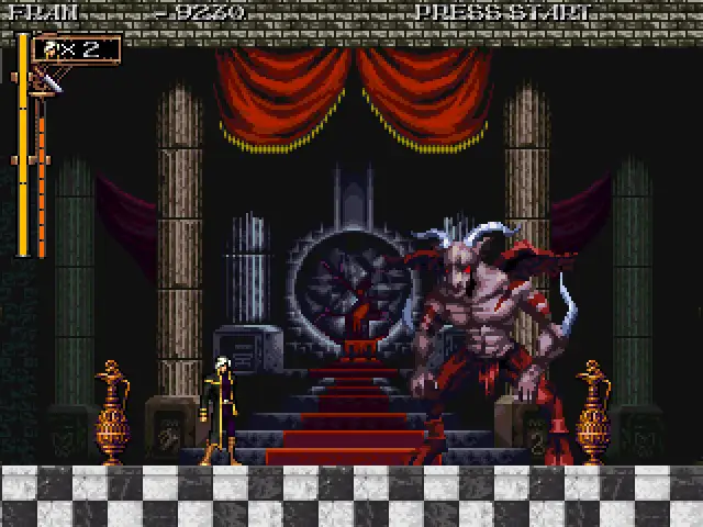 Fran fighting Baphomet in level 8, the Demonic Gallery.